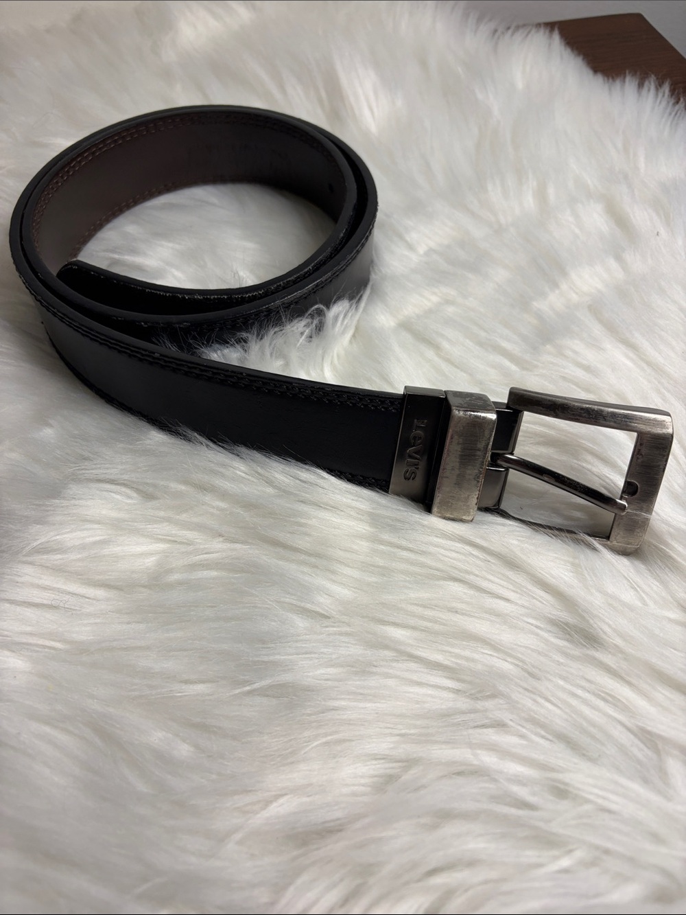 Levi's Black Leather Belt with Metal Buckle